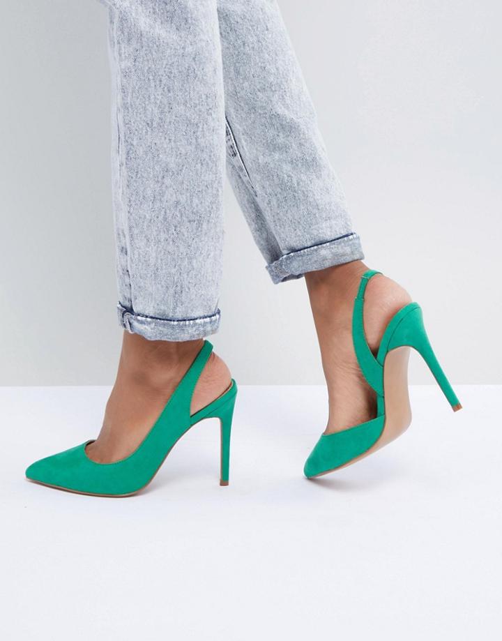 Asos Design Prefect Slingback Pointed Heels - Green