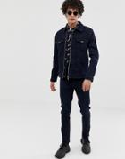 Asos Design Skinny Jeans In Raw Blue 'two-piece' With Ankle Zips - Blue