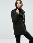 Asos Coat With Stormflap Detail In Wool Mix - Brown