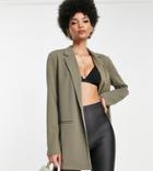 Asos Design Tall Jersey Slouch Suit Blazer In Moss-green