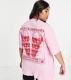 Collusion Plus Waffle Skeleton Graphic T-shirt In Pink