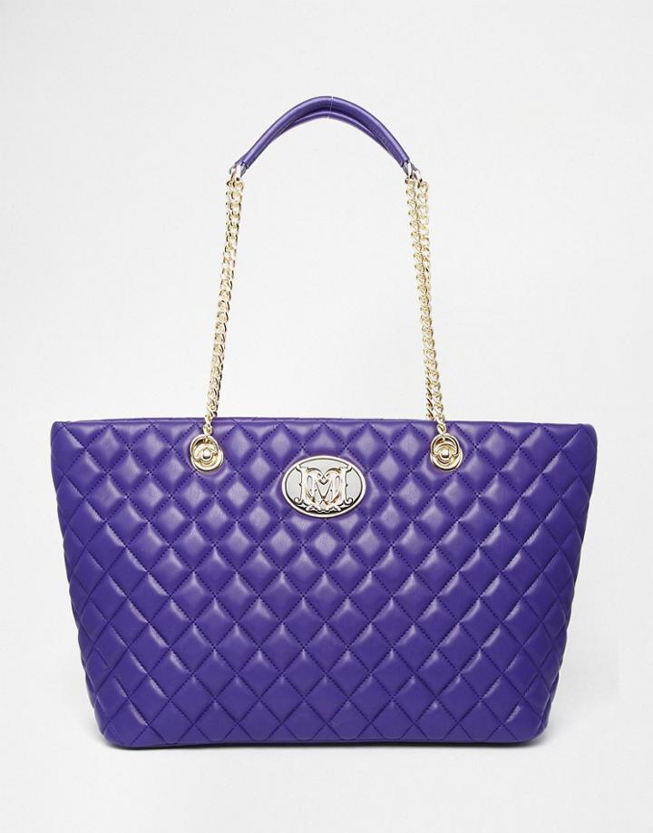 Love Moschino Quilted Shopper Tote Bag - Purple