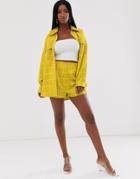 Asos Design Yellow Check Suit Shorts - Multi