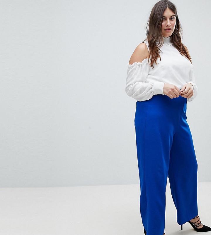 Fashion Union Plus Wide Leg Tailored Pants Co-ord - Blue