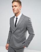 Asos Skinny Suit Double Breasted Jacket In Gray Micro Texture - Gray