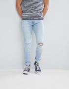 Dr Denim Clark Superlight Blue Ripped Slim Jeans - Blue