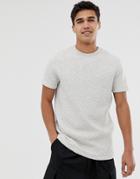 Asos Design T-shirt With Quilting In Gray Marl