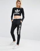 Adidas Originals Sweat Pants With Oversized Logo - Black