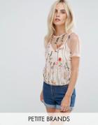 New Look Petite Embroidered Top - Pink
