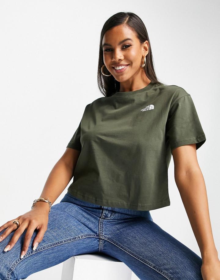 The North Face Simple Dome Cropped T-shirt In Khaki-green