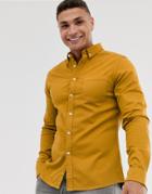 Asos Design Stretch Slim Denim Shirt In Mustard-yellow