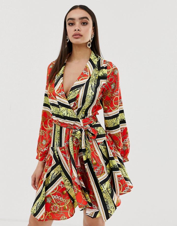 Club L Midi Scarf Print Dress-multi