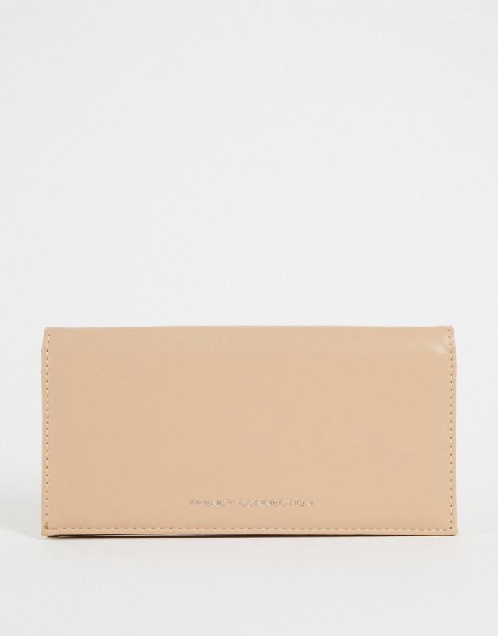 French Connection Fold Over Wallet In Taupe-neutral