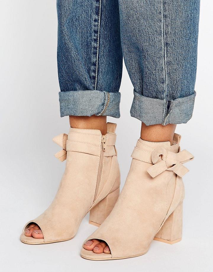 Asos Reunion Bow Ankle Boots - Beige