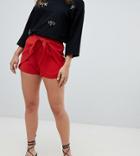 River Island Tie Front Shorts - Red