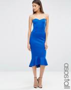 Asos Tall Pephem Bandeau Midi Dress - Blue