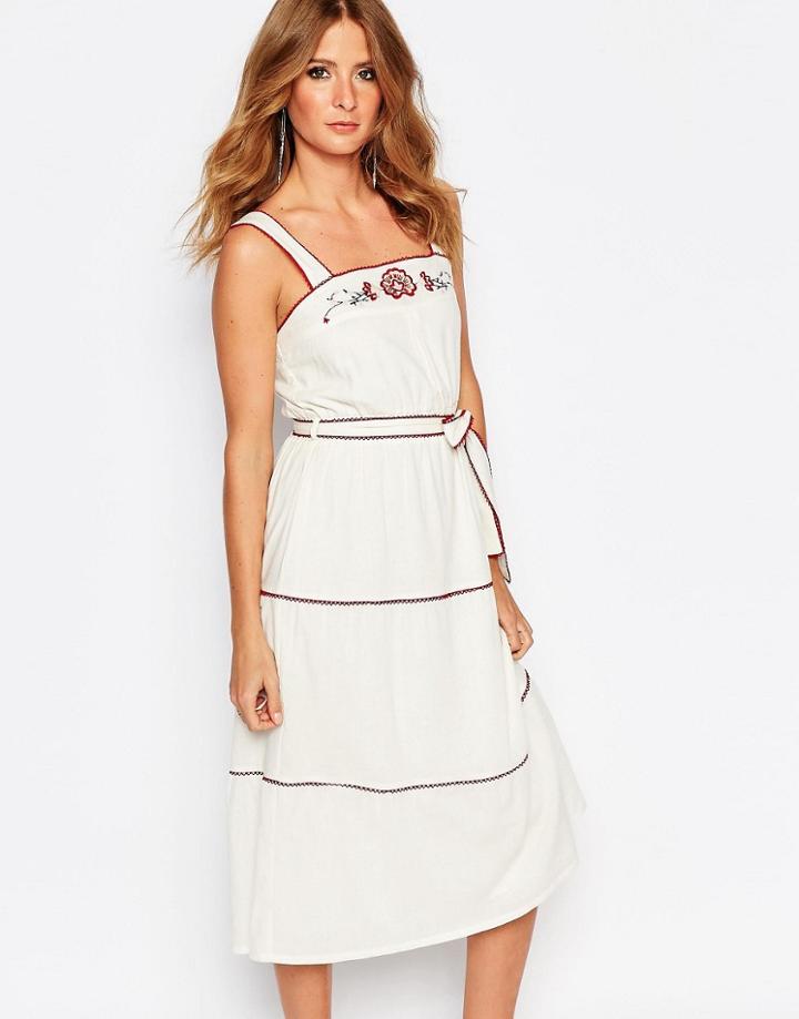 Millie Mackintosh Embroidered Pinafore Dress - Cream