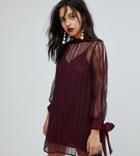 River Island Lace Tie Sleeve Shift Dress - Red