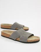 Asos Design Slide Sandals In Gray - Gray