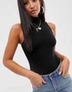 Asos Design Turtleneck Sleeveless Body In Black - Black