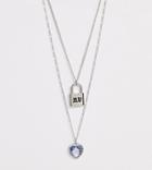 Reclaimed Vintage Inspired Multirow Necklace With Heart And Padlock Pendant-silver