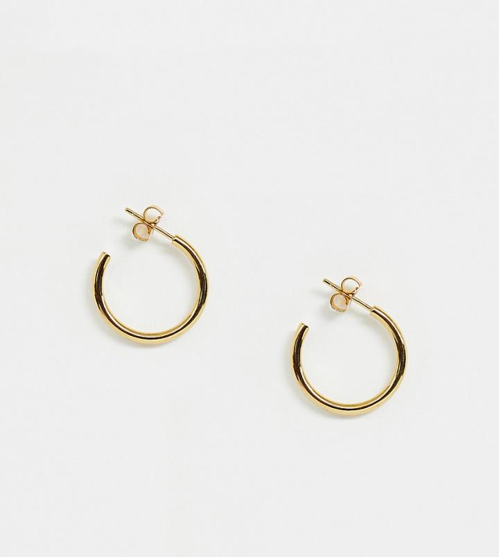 Orelia Gold Plated Simple Mid Hoop Earrings - Gold