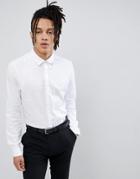 Asos Design Slim Fit Sateen Shirt With Western Tipping In White - White