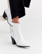 Office Avail Western Cone Heel Leather Boot-white