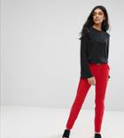 Asos Tall The Slim Tailored Cigarette Pants With Belt - Red