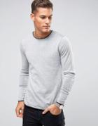 Selected Homme Crew Neck Knitted Sweater With Contrast Raw Hem - Gray