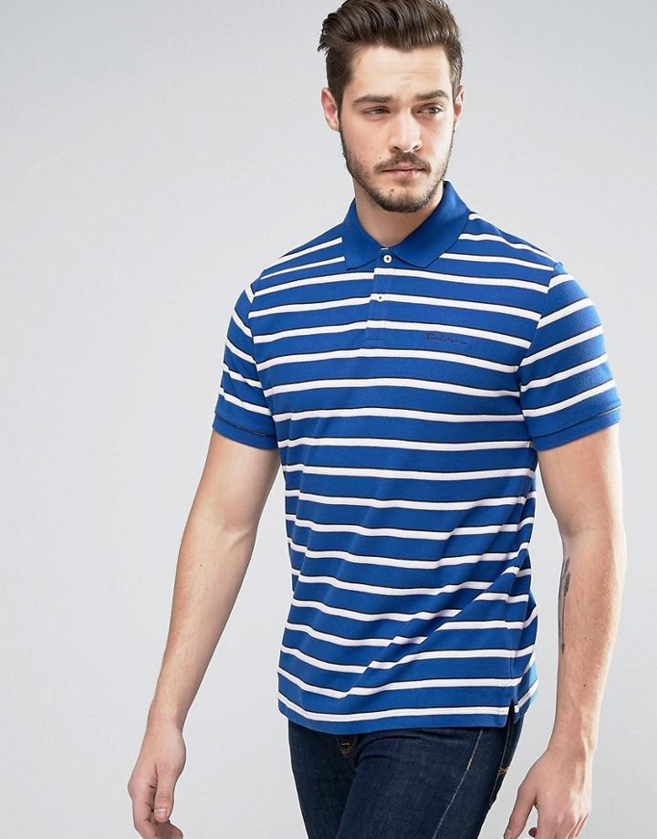 Ben Sherman Pique Regular Fit Polo - Blue