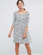 Pussycat London Skater Dress In Lace Print - White