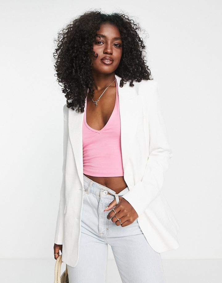 Urban Revivo Single Breasted Blazer In Off White