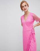 Mbym Mesh Faux Wrap Dress - Pink