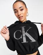 Calvin Klein Jeans Monogram Logo Hoodie In Black