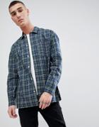 Mango Man Patchwork Check Shirt In Navy - Navy