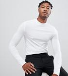 Asos Design Tall Muscle Fit Long Sleeve T-shirt With Turtleneck In White - White