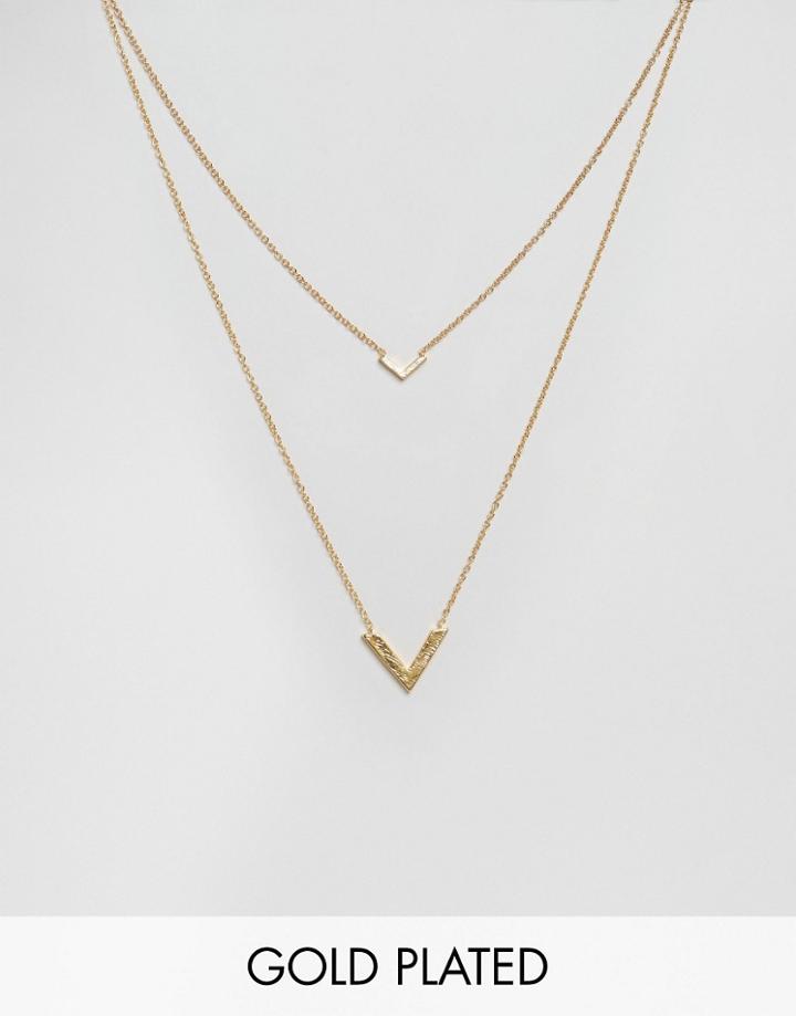 Gorjana Knox V Double Pendant Necklace - Gold