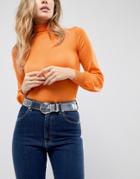 Asos Clear Western Belt With Stud Detail - Clear