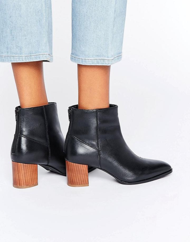Park Lane Wood Heel Boots - Black