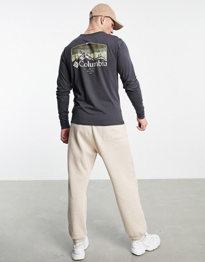 Columbia Pikewood Back Print Long Sleeve T-shirt In Black