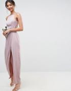 Asos Wedding Drape Front Strappy Back Maxi Dress - Pink