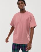 Asos Design Oversized T-shirt With Crew Neck In Pink - Pink