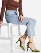 Asos Design Pickle Heeled Shoes In Olive-green