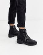 Stradivarius Jewelled Buckle Ankle Boots In Black