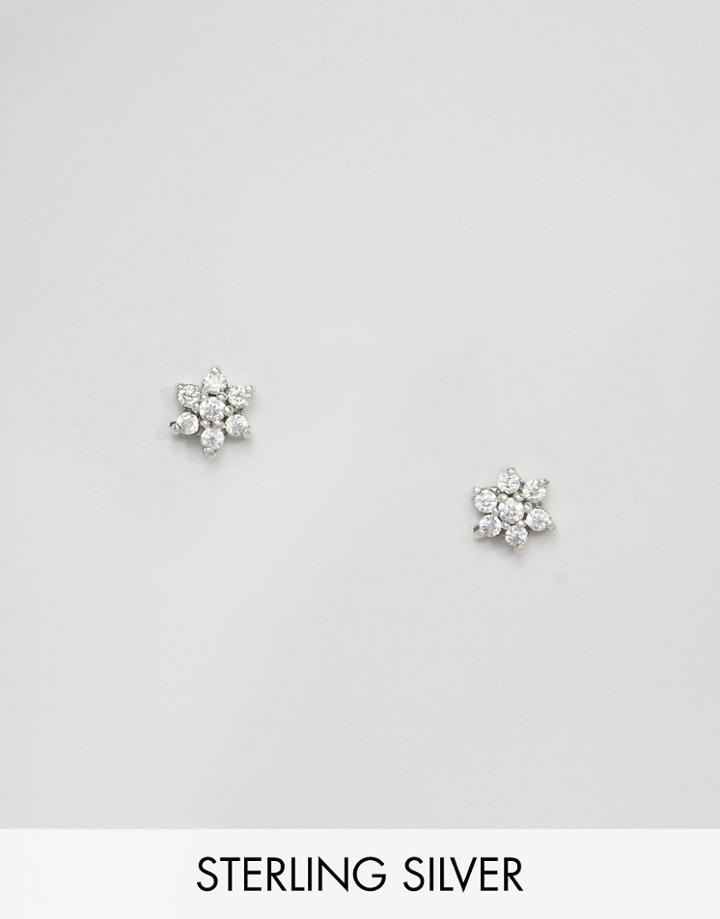 Fashionology Sterling Silver Flower Quartz Stud Earrings - Silver