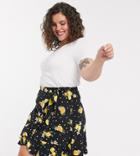 Simply Be Mock Wrap Skirt In Print-multi