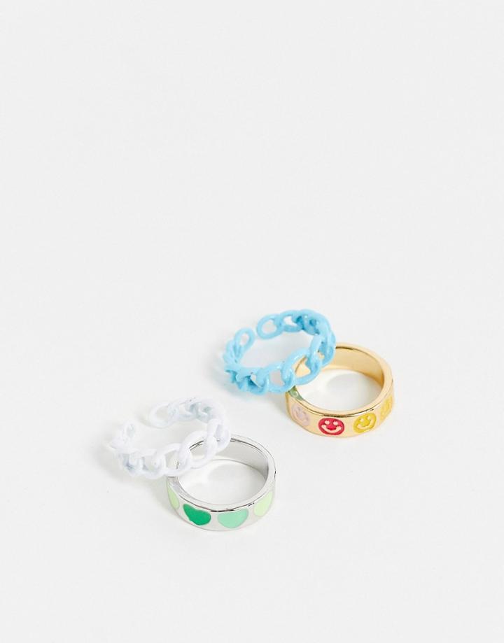 Pieces 4 Pack Mixed Novelty Rings In Multi