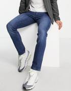 Topman Stretch Slim Jeans In Mid Wash-blues