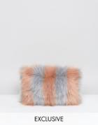 My Accessories Faux Fur Pastel Clutch Bag - Pink